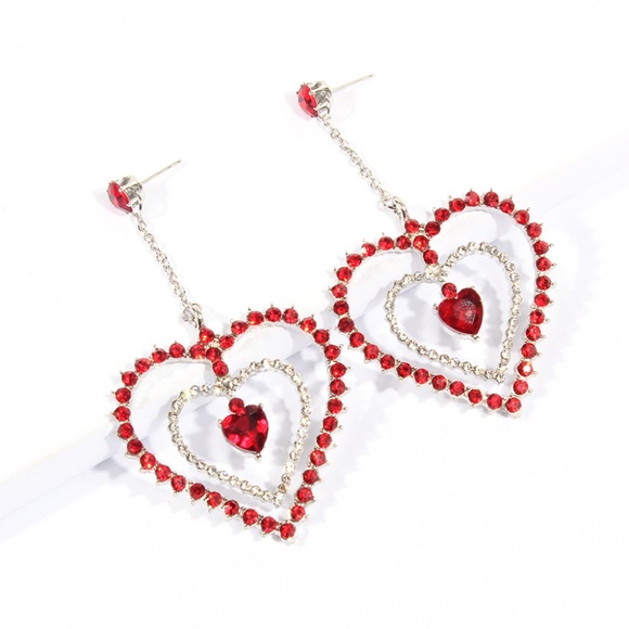 Love Heart Pierced Earrings - Picture 2 of 3